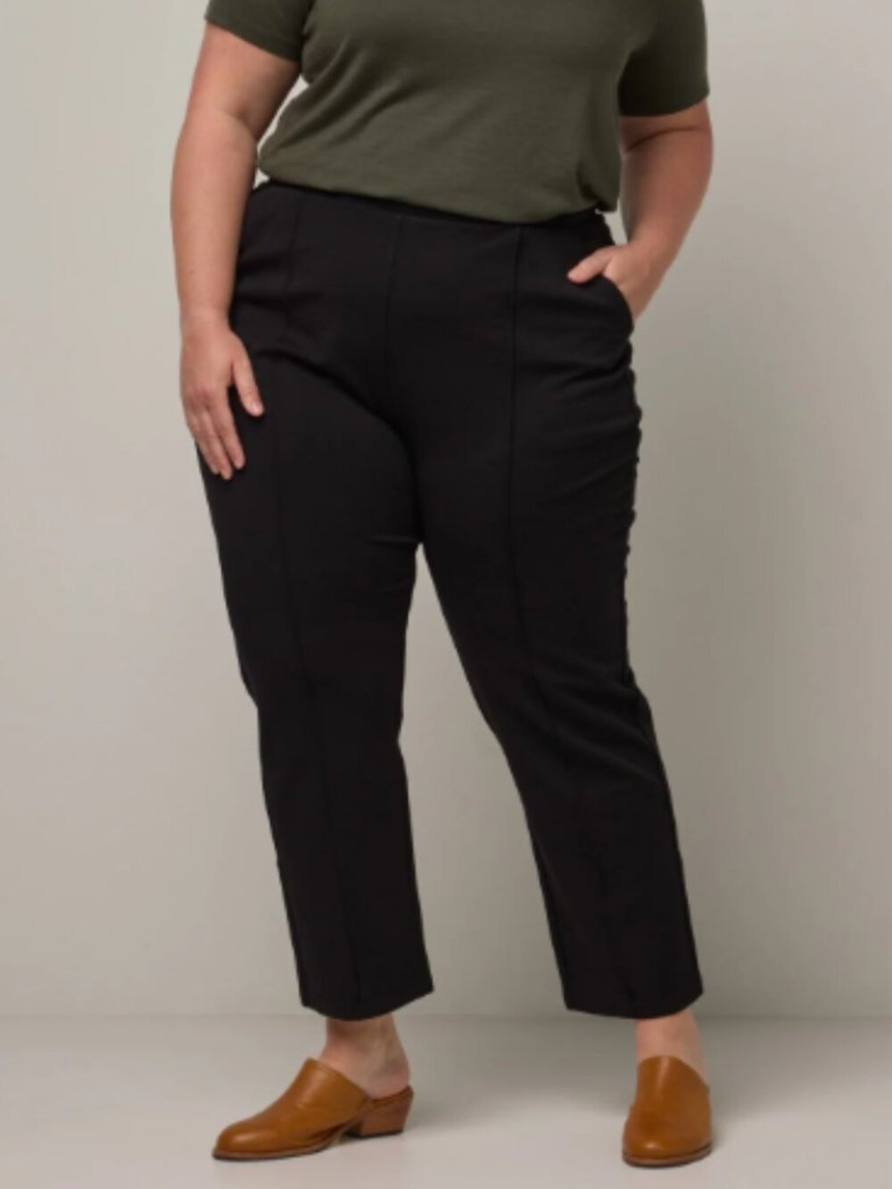 Wool& Rosso Straight Ponte Pant Merino Wool Black Heavyweight Pintuck Size XL